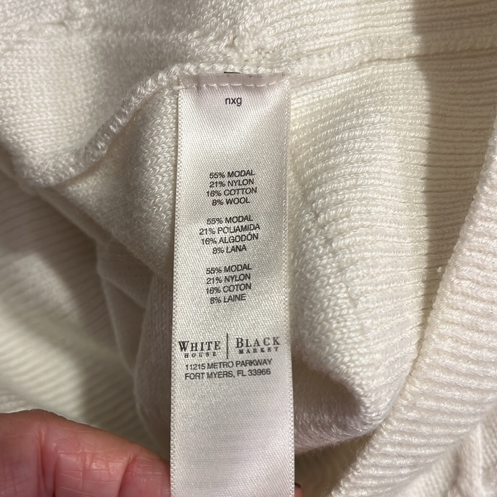 WHBM Cream Cowl Jeweled Sweater Sz S - Picture 5 of 5